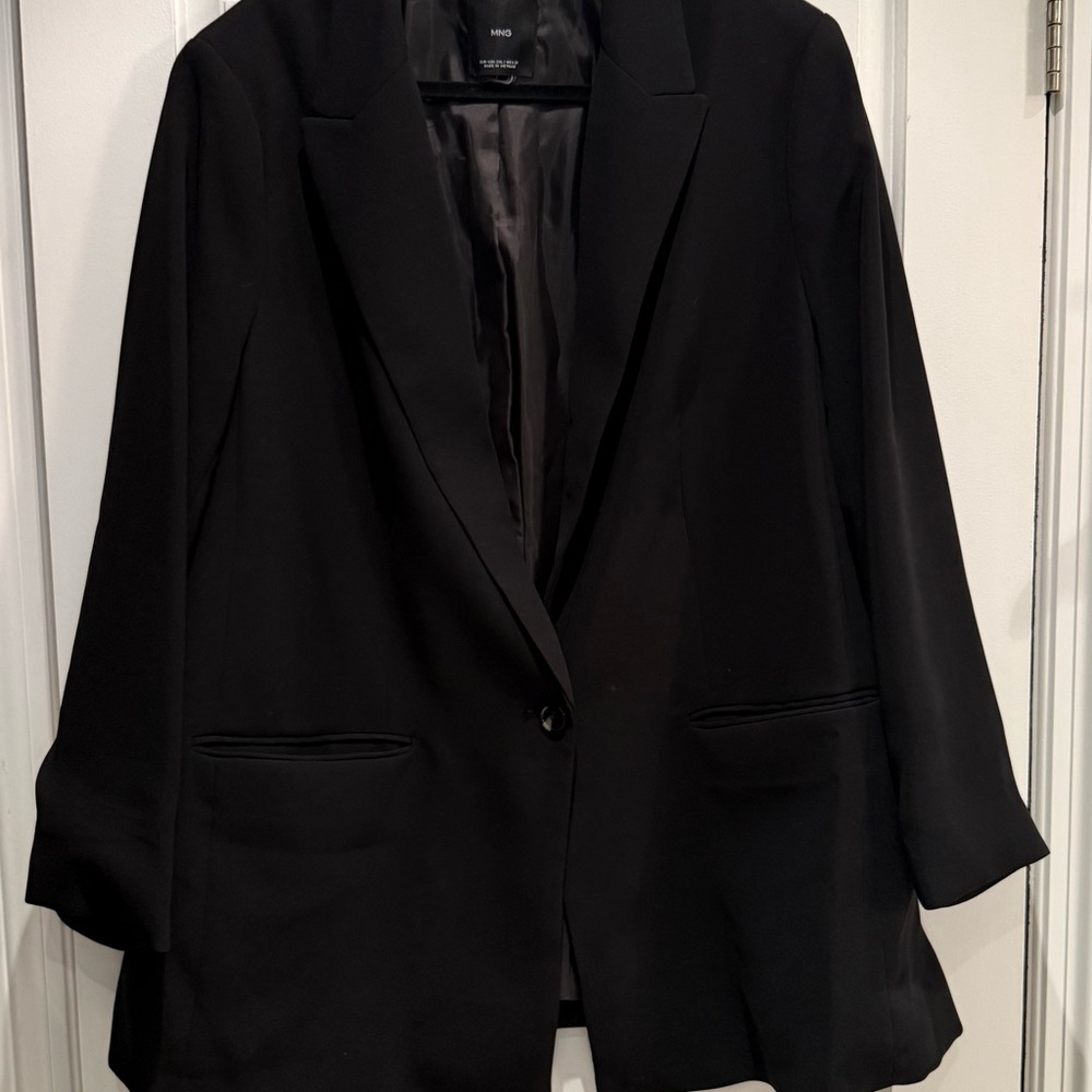 Mango Black Blazer Relaxed Fit Suit Jacket